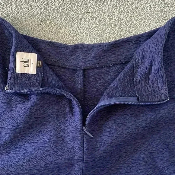 Cabi Textured Tulip Midi Skirt 4 High Waist A-line Flare Navy Career Modest Knit - Picture 12 of 12